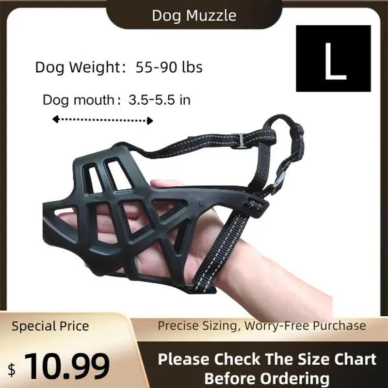 Breathable Dog Muzzle - Adjustable, Multi-Size for Large/Medium/Small Breed Dogs, Prevents Biting & Scavenging, Discourages Nipping, Allows Free Drinking, Breathable Muzzle