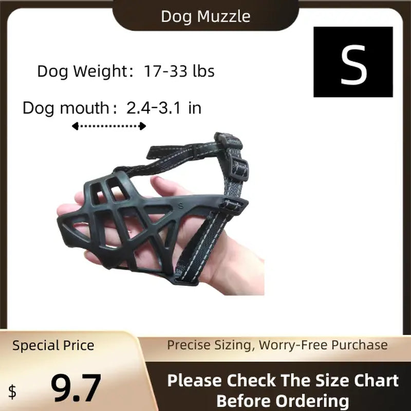 Breathable Dog Muzzle - Adjustable, Multi-Size for Large/Medium/Small Breed Dogs, Prevents Biting & Scavenging, Discourages Nipping, Allows Free Drinking, Breathable Muzzle