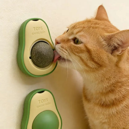 Wall-Mounted Catnip Chew Toy - Bite-Resistant Cartoon 360° Spinning Ball for Indoor Cats, Kittens, Indoor Kitty Lifestyle, Calming Dental Care & Interactive Play (Wall-Mounted Design)