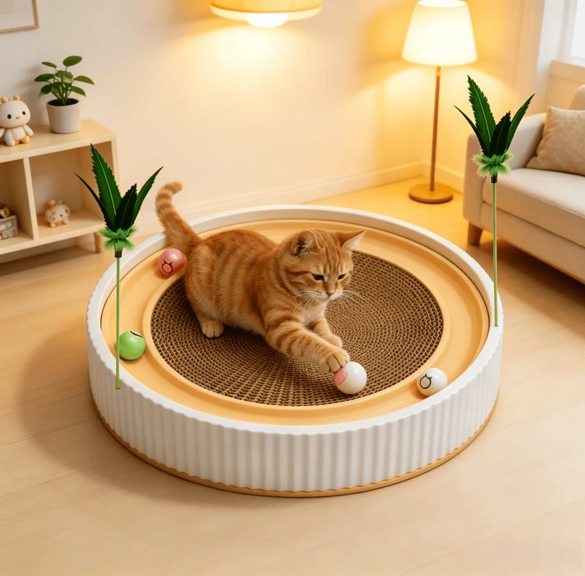 Cardboard Cat Scratcher Bed Combo - Replaceable Core Scratcher Board, Corrugated Paper Scratching Pads, Non-Shedding Claw Care, Pet Entertainment, Easy Use