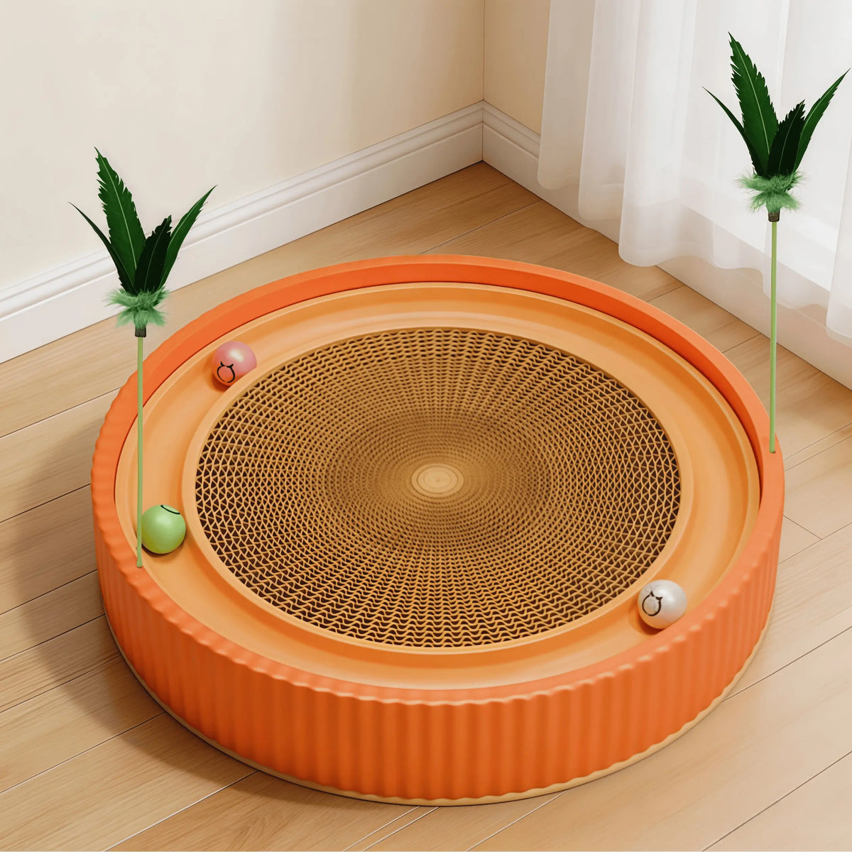 Cardboard Cat Scratcher Bed Combo - Replaceable Core Scratcher Board, Corrugated Paper Scratching Pads, Non-Shedding Claw Care, Pet Entertainment, Easy Use