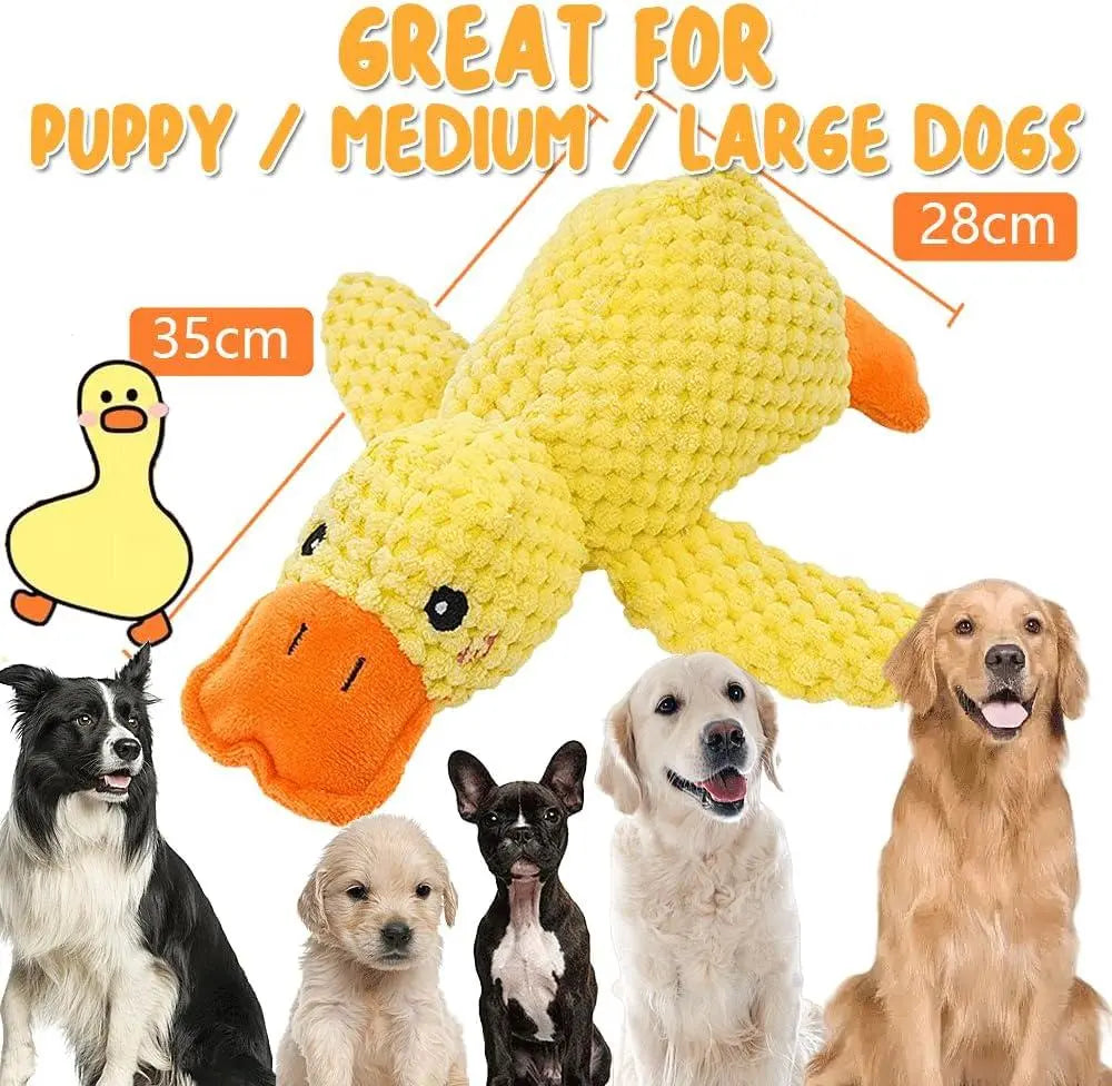 MRWJ 2026 New Yellow Calming Duck Plush Dog Toy - Durable Chew, Interactive Quacking Sound, Cozy Indoor Sleep Pillow for Naps