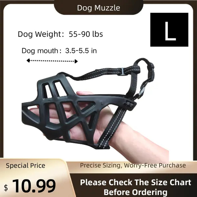 Breathable Dog Muzzle - Adjustable, Multi-Size for Large/Medium/Small Breed Dogs, Prevents Biting & Scavenging, Discourages Nipping, Allows Free Drinking, Breathable Muzzle