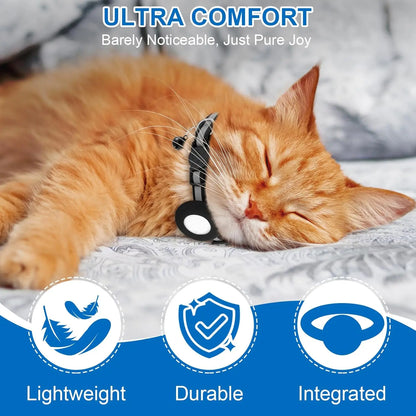 EVERBETTERUS Detachable Breakaway Reflective Cat Collar - 0.4'' Width, Adjustable Length, Bell, Airtag-Compatible GPS Tracking, Waterproof Striped Design for Safe Outdoor Use