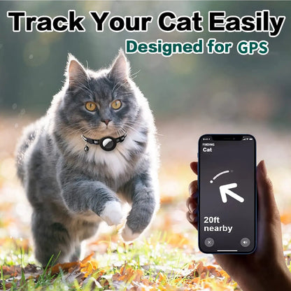 EVERBETTERUS Detachable Breakaway Reflective Cat Collar - 0.4'' Width, Adjustable Length, Bell, Airtag-Compatible GPS Tracking, Waterproof Striped Design for Safe Outdoor Use