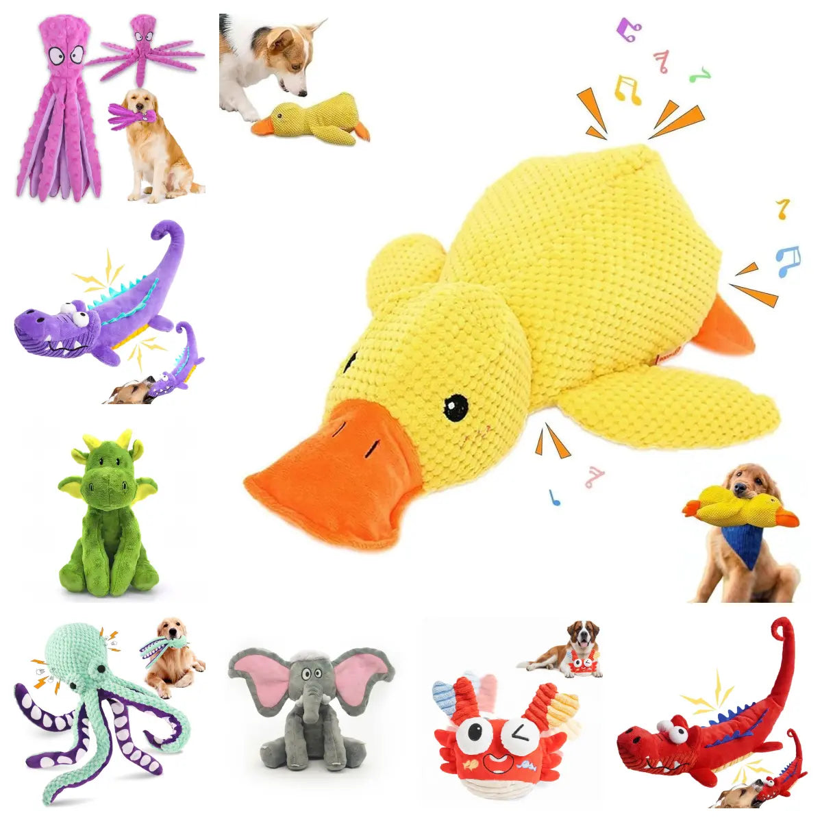 MRWJ 2026 New Yellow Calming Duck Plush Dog Toy - Durable Chew, Interactive Quacking Sound, Cozy Indoor Sleep Pillow for Naps