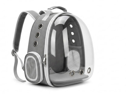 Transparent Hard-Shell Plaid Accent Bubble Space Capsule Cat Carrier Backpack, Hands-Free Airline-Approved Pet Bag for Cats & Small Dogs with Safe Ventilation Design (Hiking, Outdoor Use)