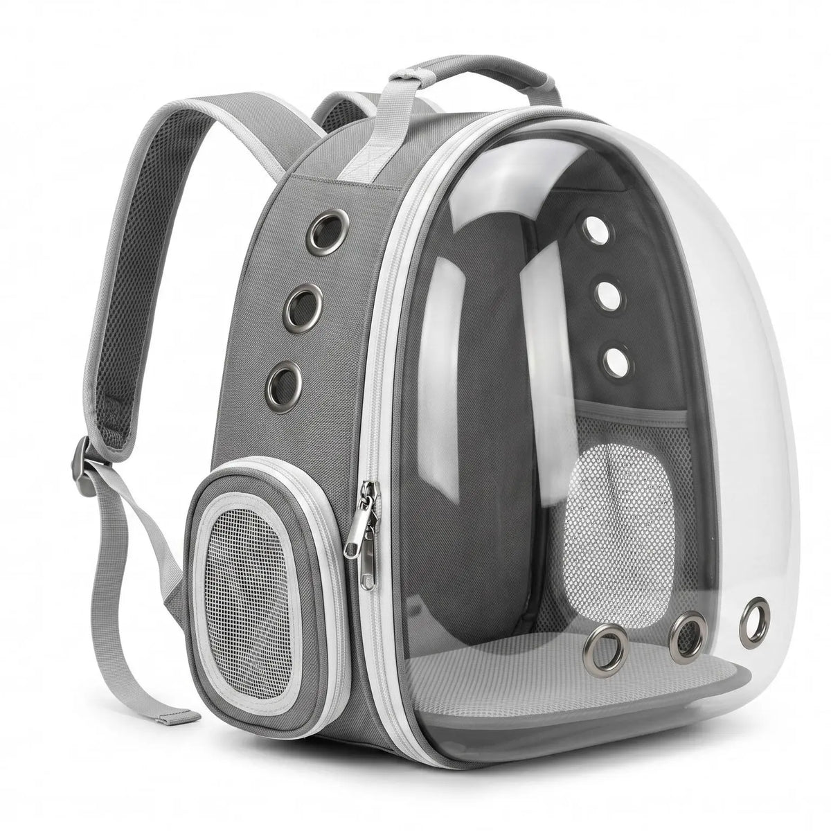 Transparent Hard-Shell Plaid Accent Bubble Space Capsule Cat Carrier Backpack, Hands-Free Airline-Approved Pet Bag for Cats & Small Dogs with Safe Ventilation Design (Hiking, Outdoor Use)