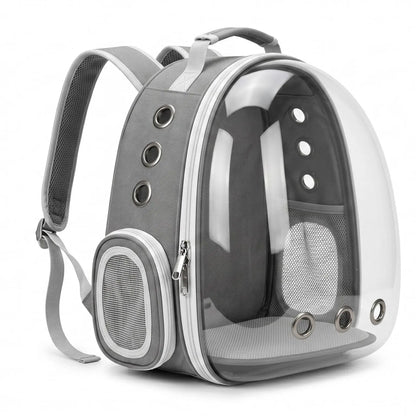 Transparent Hard-Shell Plaid Accent Bubble Space Capsule Cat Carrier Backpack, Hands-Free Airline-Approved Pet Bag for Cats & Small Dogs with Safe Ventilation Design (Hiking, Outdoor Use)
