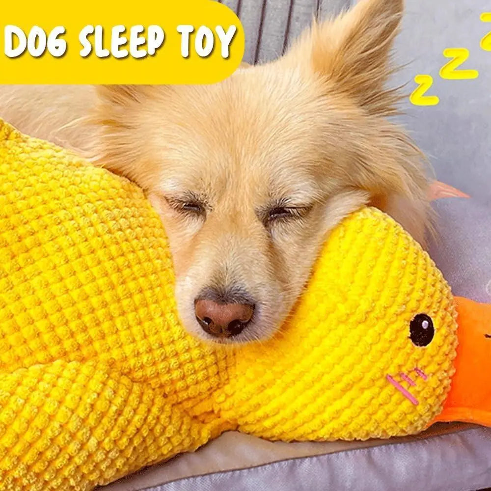 MRWJ 2026 New Yellow Calming Duck Plush Dog Toy - Durable Chew, Interactive Quacking Sound, Cozy Indoor Sleep Pillow for Naps