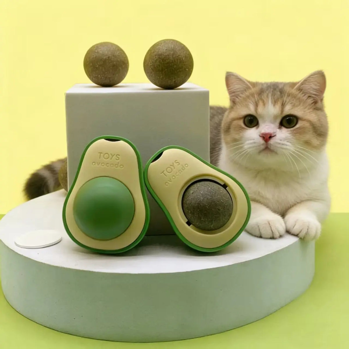 Wall-Mounted Catnip Chew Toy - Bite-Resistant Cartoon 360° Spinning Ball for Indoor Cats, Kittens, Indoor Kitty Lifestyle, Calming Dental Care & Interactive Play (Wall-Mounted Design)