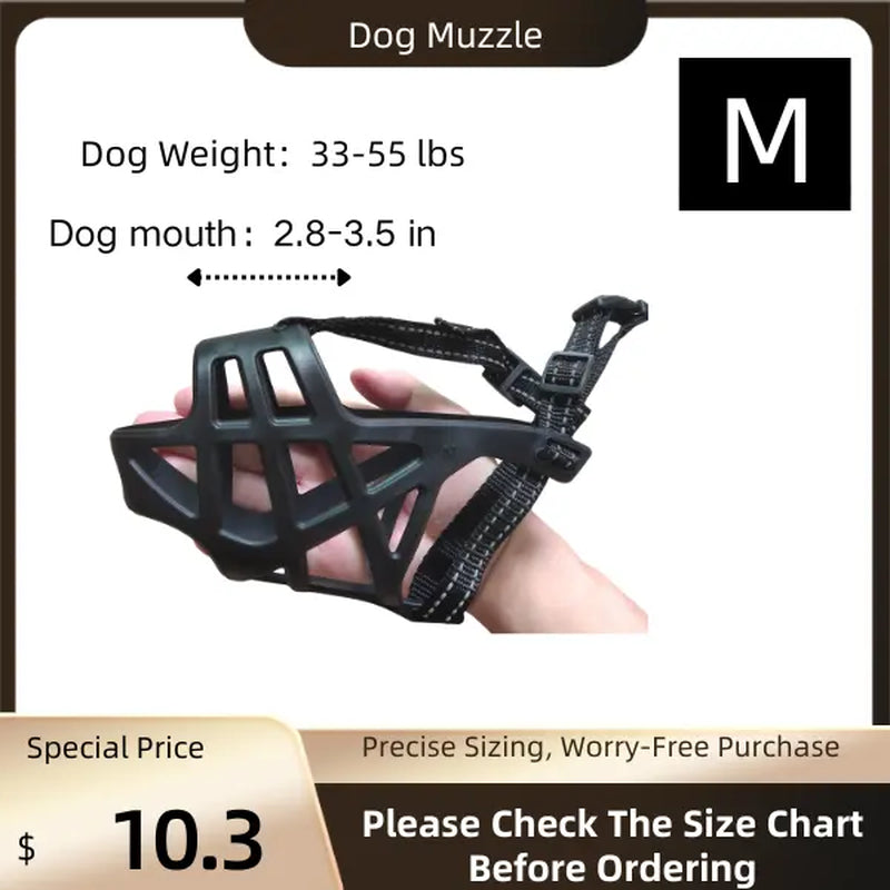 Breathable Dog Muzzle - Adjustable, Multi-Size for Large/Medium/Small Breed Dogs, Prevents Biting & Scavenging, Discourages Nipping, Allows Free Drinking, Breathable Muzzle
