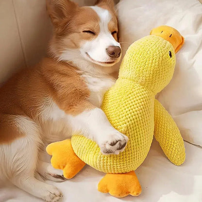 MRWJ 2026 New Yellow Calming Duck Plush Dog Toy - Durable Chew, Interactive Quacking Sound, Cozy Indoor Sleep Pillow for Naps