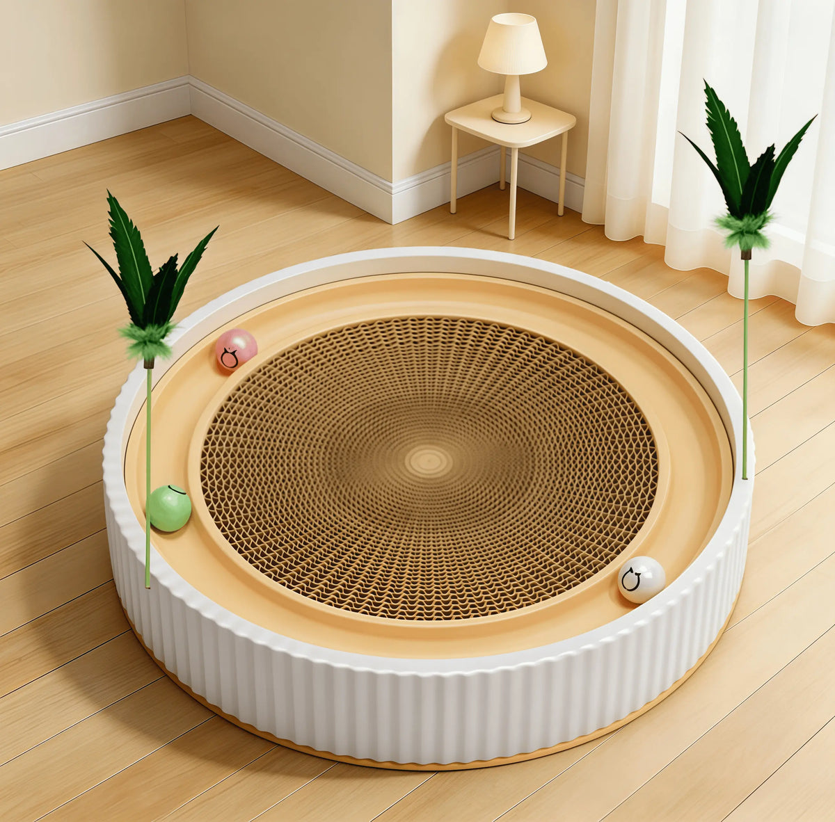 Cardboard Cat Scratcher Bed Combo - Replaceable Core Scratcher Board, Corrugated Paper Scratching Pads, Non-Shedding Claw Care, Pet Entertainment, Easy Use