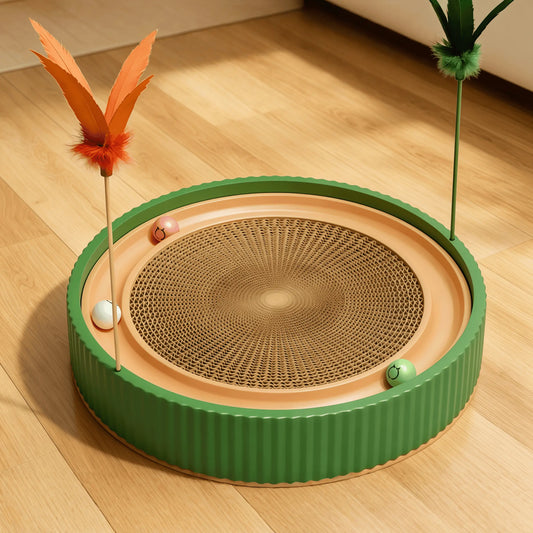 Cardboard Cat Scratcher Bed Combo - Replaceable Core Scratcher Board, Corrugated Paper Scratching Pads, Non-Shedding Claw Care, Pet Entertainment, Easy Use
