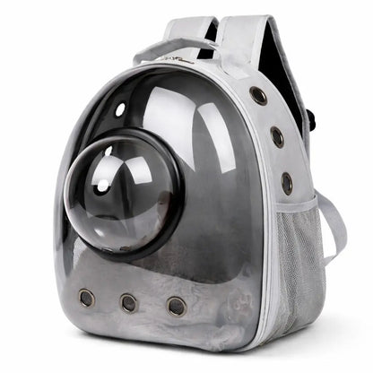 Transparent Hard-Shell Plaid Accent Bubble Space Capsule Cat Carrier Backpack, Hands-Free Airline-Approved Pet Bag for Cats & Small Dogs with Safe Ventilation Design (Hiking, Outdoor Use)