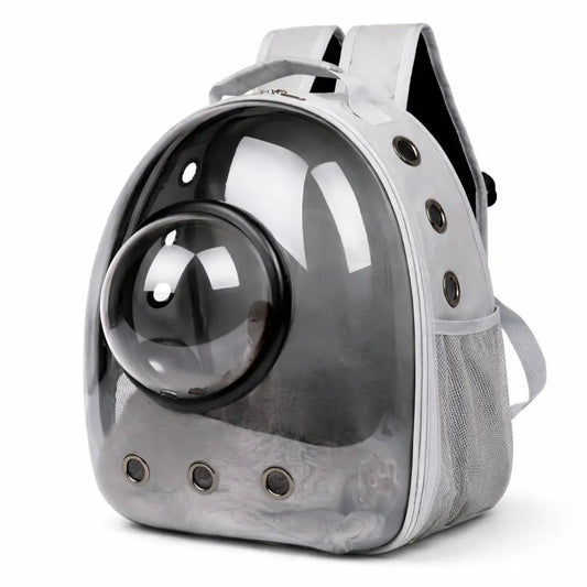 Transparent Hard-Shell Plaid Accent Bubble Space Capsule Cat Carrier Backpack, Hands-Free Airline-Approved Pet Bag for Cats & Small Dogs with Safe Ventilation Design (Hiking, Outdoor Use)