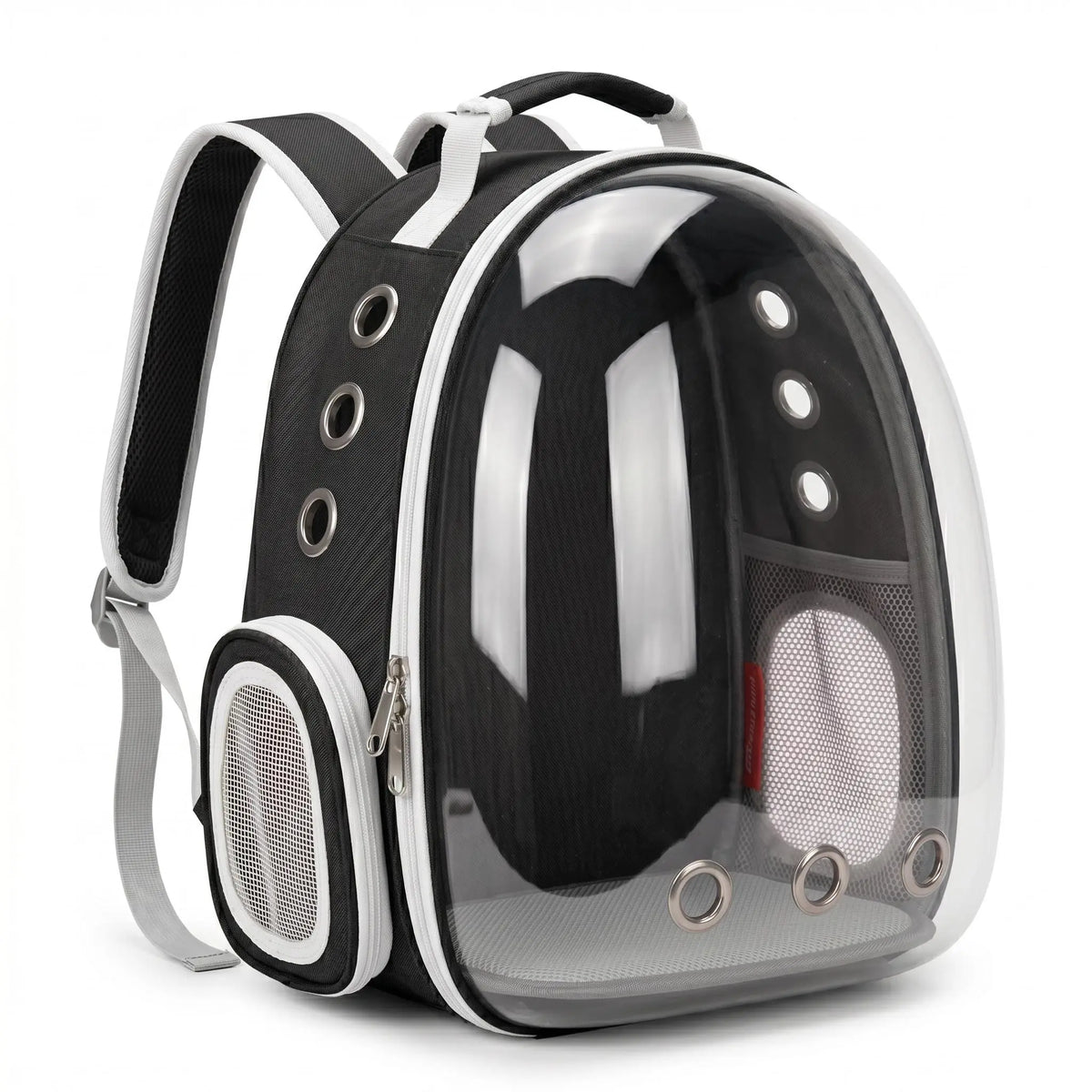 Transparent Hard-Shell Plaid Accent Bubble Space Capsule Cat Carrier Backpack, Hands-Free Airline-Approved Pet Bag for Cats & Small Dogs with Safe Ventilation Design (Hiking, Outdoor Use)