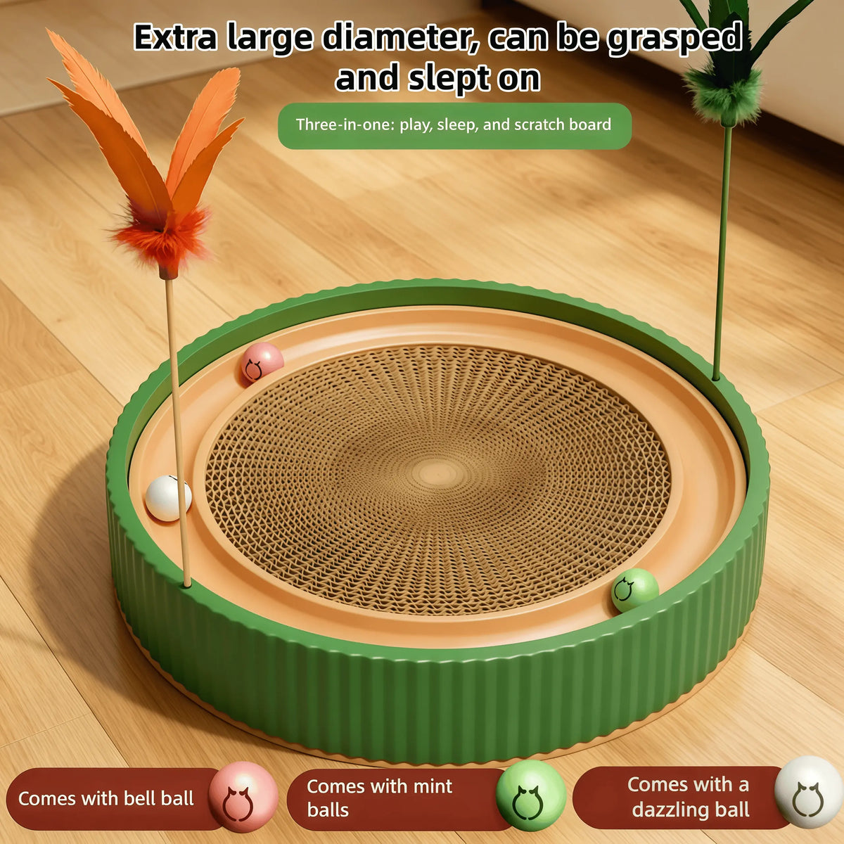 Cardboard Cat Scratcher Bed Combo - Replaceable Core Scratcher Board, Corrugated Paper Scratching Pads, Non-Shedding Claw Care, Pet Entertainment, Easy Use