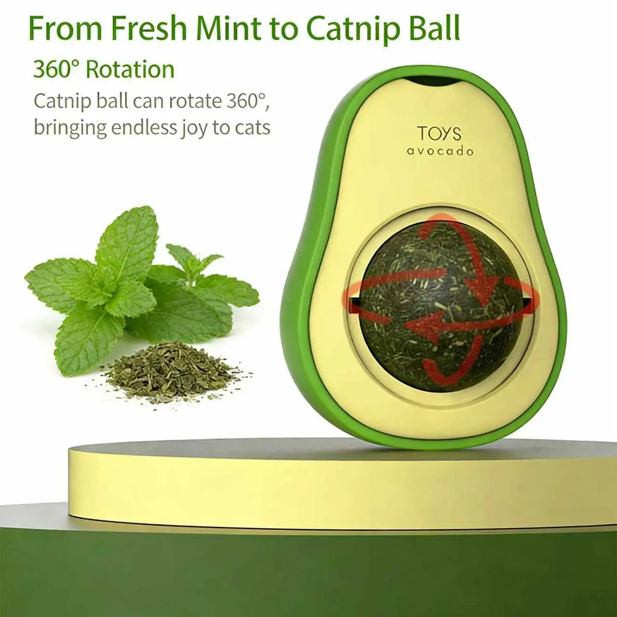 Wall-Mounted Catnip Chew Toy - Bite-Resistant Cartoon 360° Spinning Ball for Indoor Cats, Kittens, Indoor Kitty Lifestyle, Calming Dental Care & Interactive Play (Wall-Mounted Design)