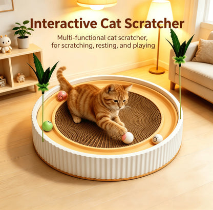 Cardboard Cat Scratcher Bed Combo - Replaceable Core Scratcher Board, Corrugated Paper Scratching Pads, Non-Shedding Claw Care, Pet Entertainment, Easy Use