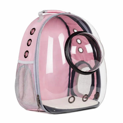 Transparent Hard-Shell Plaid Accent Bubble Space Capsule Cat Carrier Backpack, Hands-Free Airline-Approved Pet Bag for Cats & Small Dogs with Safe Ventilation Design (Hiking, Outdoor Use)