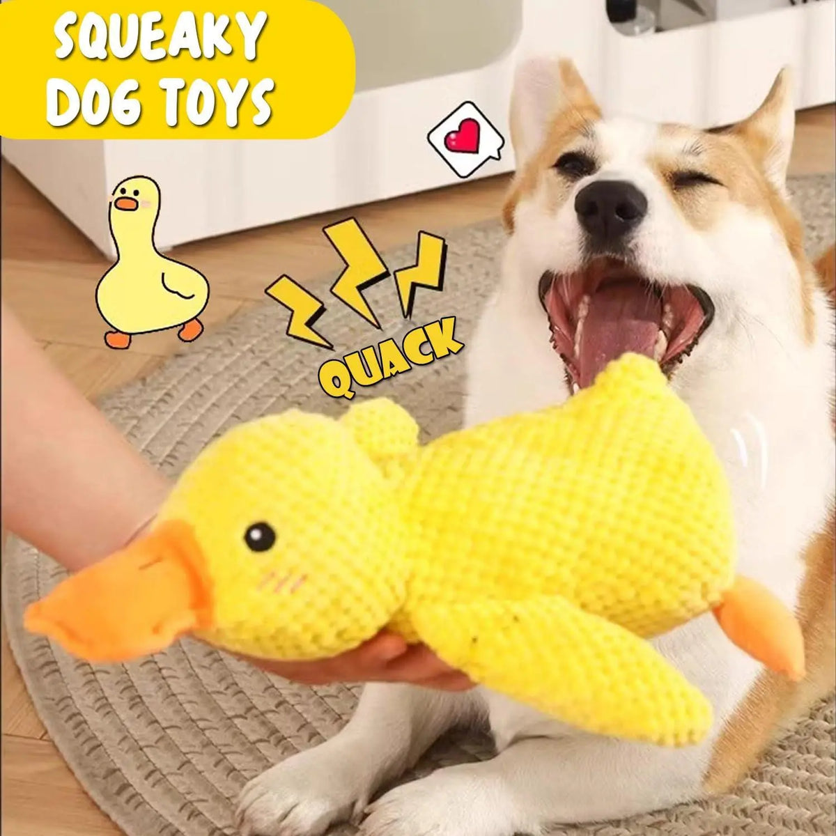 MRWJ 2026 New Yellow Calming Duck Plush Dog Toy - Durable Chew, Interactive Quacking Sound, Cozy Indoor Sleep Pillow for Naps