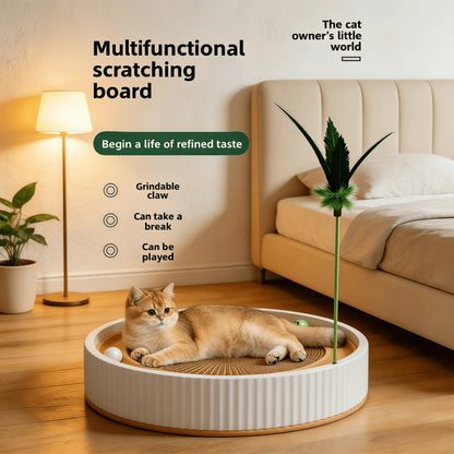 Cardboard Cat Scratcher Bed Combo - Replaceable Core Scratcher Board, Corrugated Paper Scratching Pads, Non-Shedding Claw Care, Pet Entertainment, Easy Use