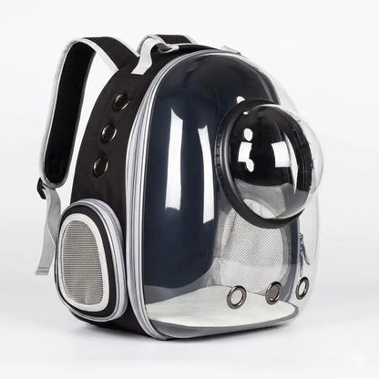 Transparent Hard-Shell Plaid Accent Bubble Space Capsule Cat Carrier Backpack, Hands-Free Airline-Approved Pet Bag for Cats & Small Dogs with Safe Ventilation Design (Hiking, Outdoor Use)