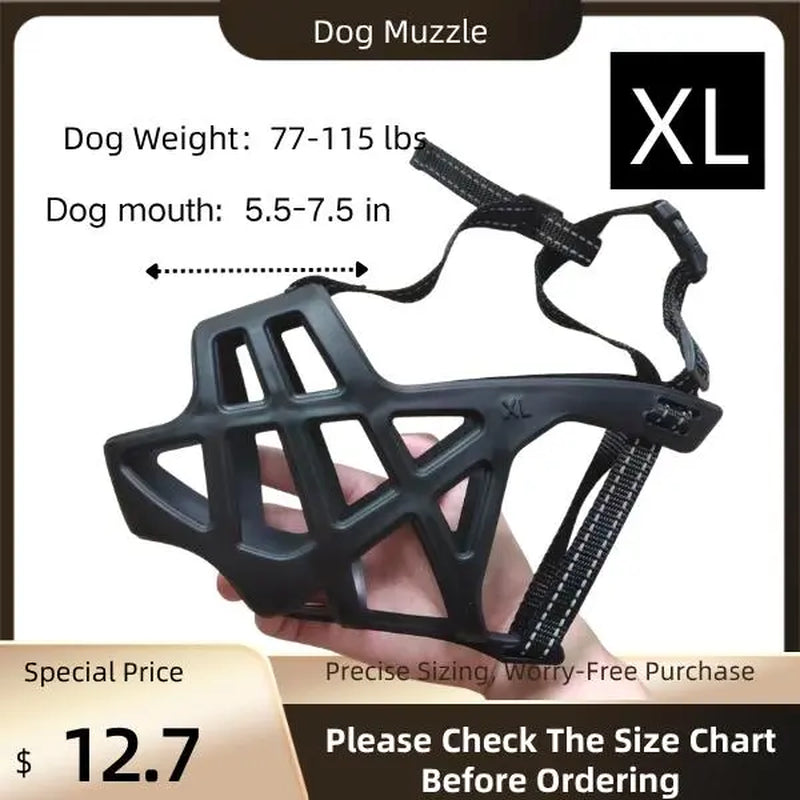 Breathable Dog Muzzle - Adjustable, Multi-Size for Large/Medium/Small Breed Dogs, Prevents Biting & Scavenging, Discourages Nipping, Allows Free Drinking, Breathable Muzzle