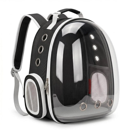 Transparent Hard-Shell Plaid Accent Bubble Space Capsule Cat Carrier Backpack, Hands-Free Airline-Approved Pet Bag for Cats & Small Dogs with Safe Ventilation Design (Hiking, Outdoor Use)