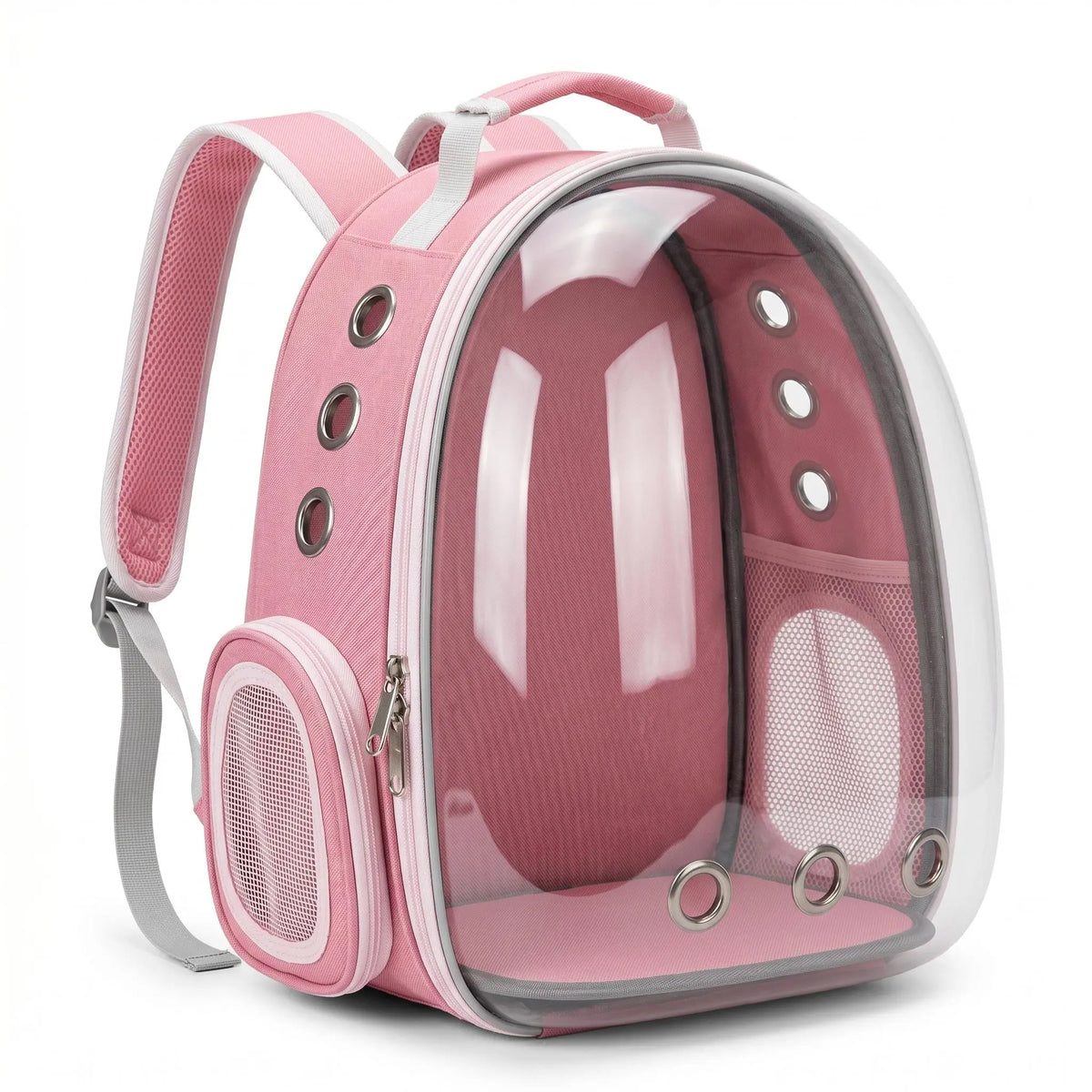 Transparent Hard-Shell Plaid Accent Bubble Space Capsule Cat Carrier Backpack, Hands-Free Airline-Approved Pet Bag for Cats & Small Dogs with Safe Ventilation Design (Hiking, Outdoor Use)
