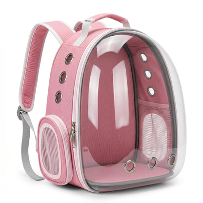 Transparent Hard-Shell Plaid Accent Bubble Space Capsule Cat Carrier Backpack, Hands-Free Airline-Approved Pet Bag for Cats & Small Dogs with Safe Ventilation Design (Hiking, Outdoor Use)