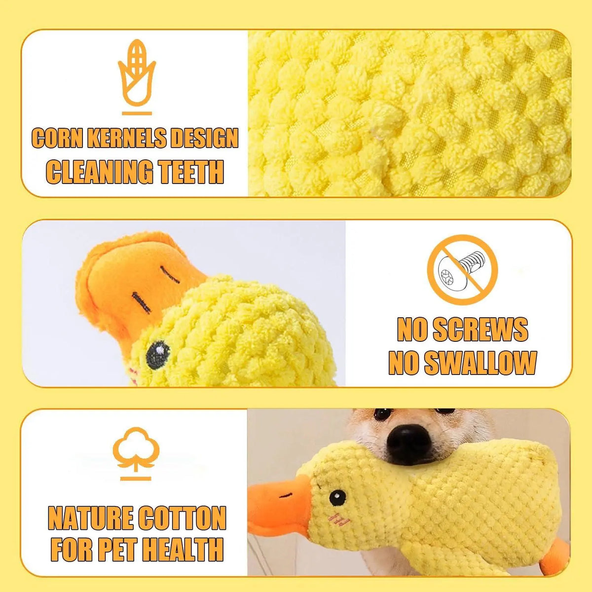 MRWJ 2026 New Yellow Calming Duck Plush Dog Toy - Durable Chew, Interactive Quacking Sound, Cozy Indoor Sleep Pillow for Naps