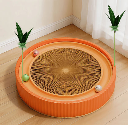 Cardboard Cat Scratcher Bed Combo - Replaceable Core Scratcher Board, Corrugated Paper Scratching Pads, Non-Shedding Claw Care, Pet Entertainment, Easy Use
